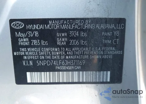 2018 Hyundai Elantra Se из США, поврежденный, VIN 5NPD74LF6JH371169